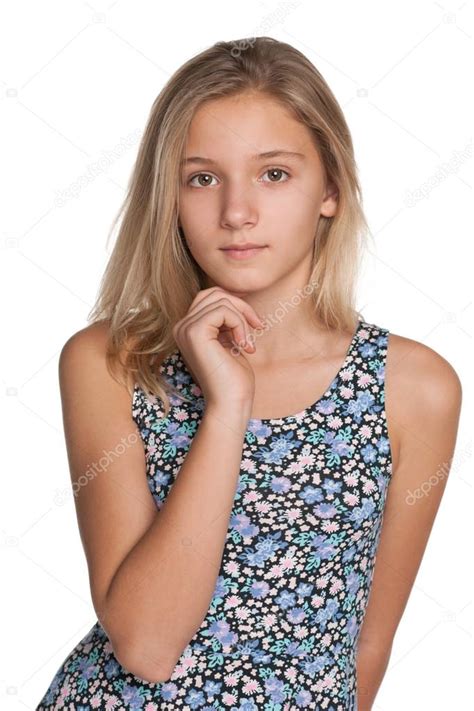 Young nudists photo and purenudism young girls gallery. Pensive preteen girl — Stock Photo © SergiyN #59938415