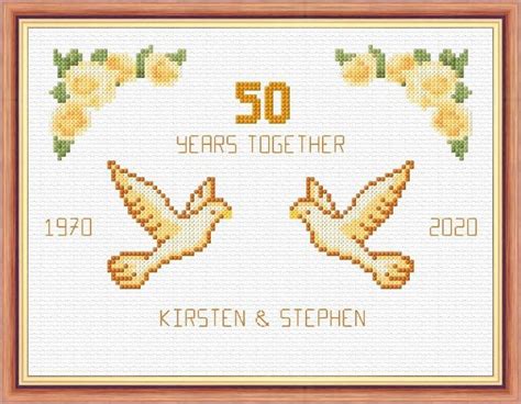 Check out this sampling of free cross stitch patterns to find some new and exciting projects for you to work on. Doves + Roses - 50th, Golden Wedding Anniversary 1970-2020 ...