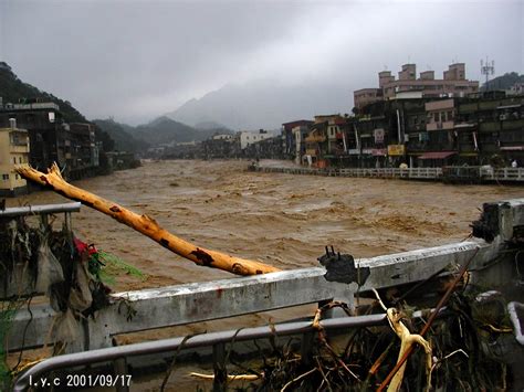 Compound of 台 (taiwan) and 風 (wind), as most typhoons affecting the southeastern coast of china appear to have originated from the direction of. 納莉颱風基隆河之一