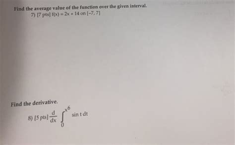 Prove that if $f$ is continuous on the interval $a, b. Solved: Find The Average Value Of The Function Over The Gi ...