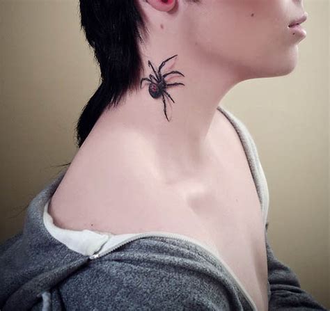 She may seem fragile and helpless on the outside, but she the right design can make or break your artwork. Side Neck 3D Black Widow Tattoo Design for Men ...