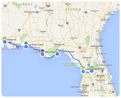 It borders tennessee in the north along the 35th parallel north, and florida in the south, a small lobe of alabama's southwestern land reaches the gulf of mexico. Map Of Florida Panhandle And Alabama