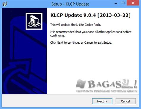 Not only does it include codecs, but it also includes some programs to configure the audio and video compression parameters. K-Lite Codec Pack Update 9.8.4 - BAGAS31.com