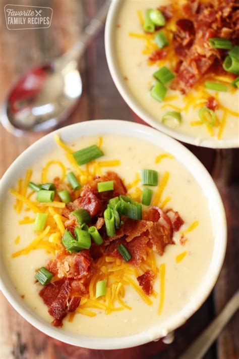 We add a little cream at the end of cooking. Loaded Baked Potato Soup Using Chicken Stock, Cream Cheese ...