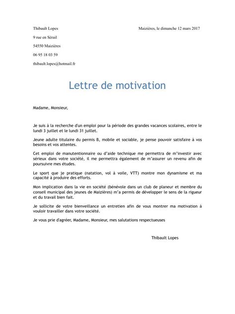 N'hésite pas à faire mention des missions proposées dans l'offre de stage ou les qualités recherchées pour montrer que ce poste te correspond (compétences, soft skills, etc) ; Lettre De Motivation Candidature Esprit D'équipe : modele ...