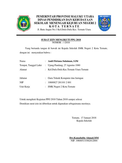 Penjelasan lengkap seputar contoh surat izin tidak masuk sekolah yang baik dan benar dalam berbagai keperluan seperti sakit, acara keluarga, lomba, dll. Surat Izin PPG