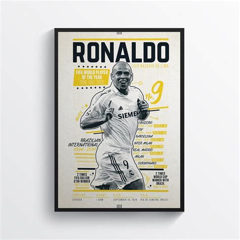 ʁoˈnawdu ˈlwis nɐˈzaɾju dʒi ˈɫĩmɐ; Ronaldo Luís Nazário de Lima Football Print Brazilian ...