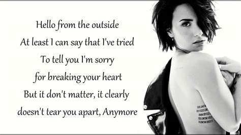 verse 1 hello, it's me i was wondering if after all these years you'd like to meet, to go over hello, can you hear me? Demi Lovato Hello Adele Lyrics Aprende Ingles Online ...