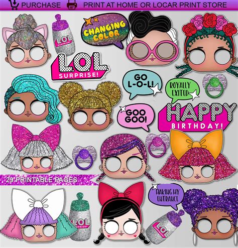 And more can take part by joining as the audience. LOL Photo props Printable Vol.1 in 2020 | Girls birthday ...