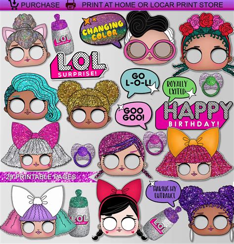 They require no props or. LOL Photo props Printable Vol.1 in 2020 | Girls birthday ...