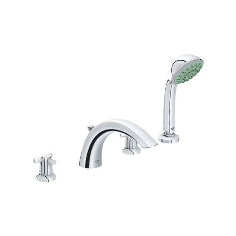 For added flexibility, it boasts a matching handshower for target rinsing, washing or cleaning. 4-Hole 2-Handle Deck Mount Roman Tub Faucet with 2.5 GPM ...