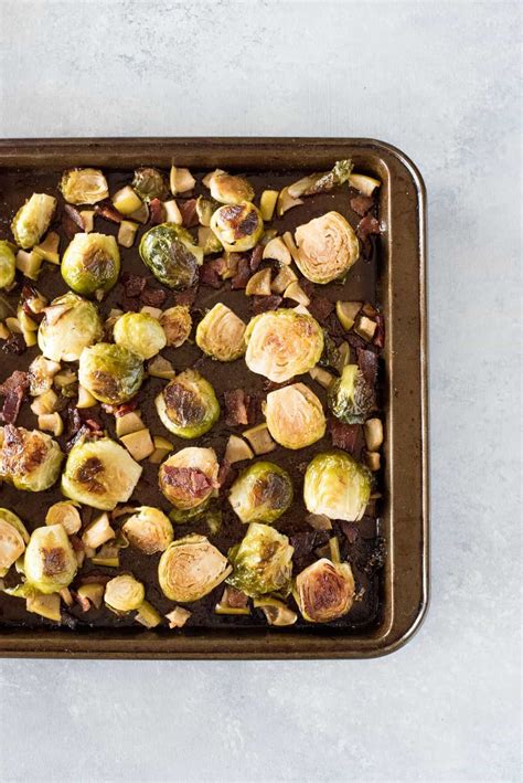 Roasted brussels sprouts with baconthe real food dietitians. Roasted Brussels Sprouts with Bacon and Apples - Wholefully