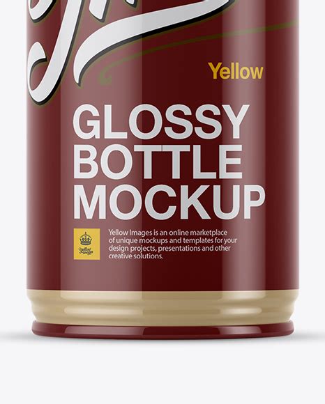 Glossy ceramic drink bottle mockup. Glossy Drink Bottle Mockup in Bottle Mockups on Yellow ...