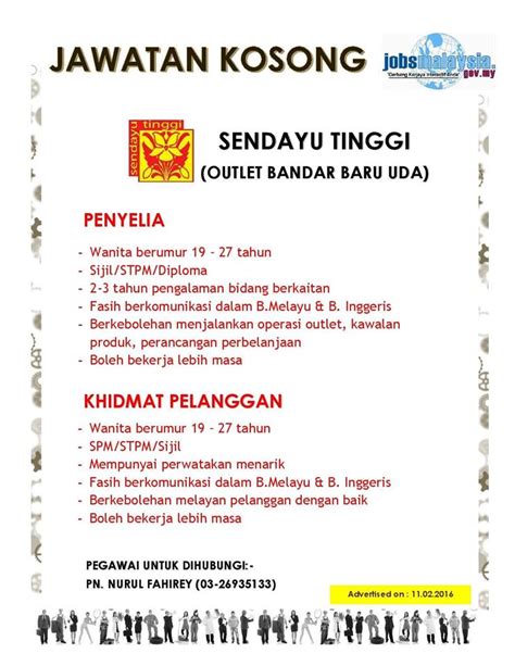 Maybe you would like to learn more about one of these? Jawatan Kosong Sendayu Tinggi Terkini | Panas