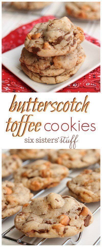 These butterscotch shortbread cookies still have that same buttery bite you know and love, but every bite also has a bit of caramelly butterscotch as well. Butterscotch Toffee Cookie recipe from @sixsistersstuff ...