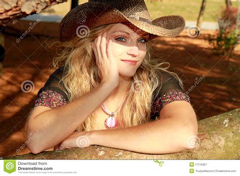 Sunlit Cowgirl Beauty stock image. Image of outdoors ...