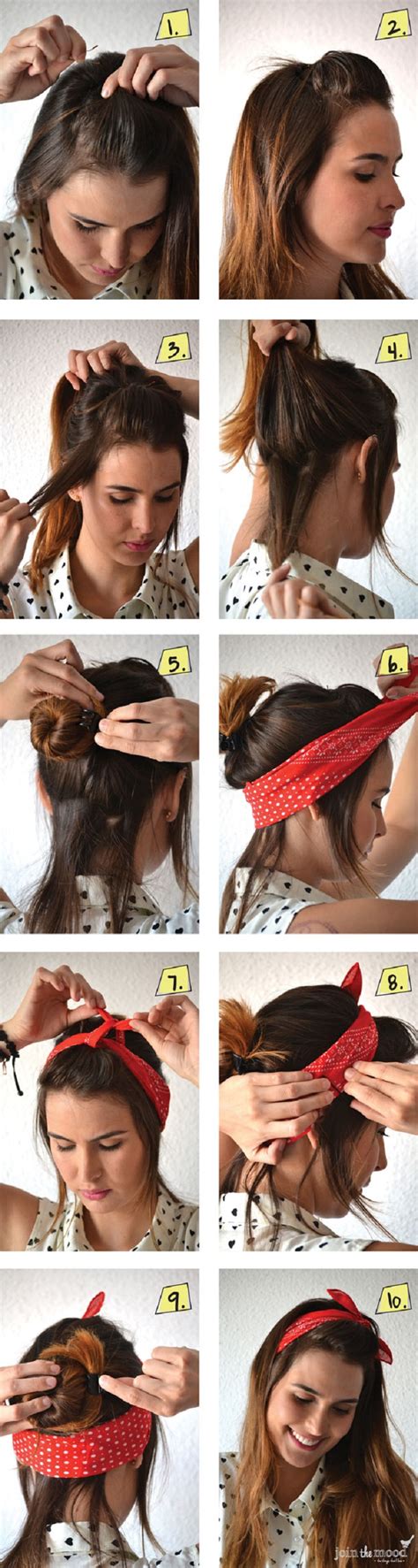 Start at the top so you have loose ends hanging down. Bandana Hairstyles - Top 10 Simple Ways Tutorials - Top ...