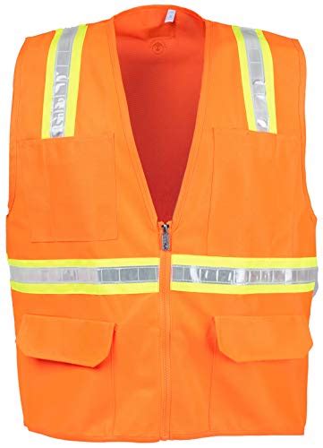 Non ansi high visibility safety vest 100% polyester zipper front closure two inside front pockets two chest pockets for pens and tools two front lower flap pockets with velcro closure. Safety Depot Safety Vest High Visibility Reflective Tape ...