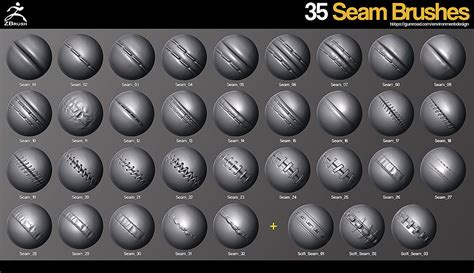 ZBrush - 35 Seam/Stitch Brushes Download - ZBrushCentral