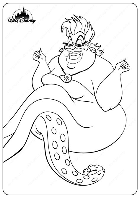 It prints at 8.5 x 11 the second photo is what your black and white printable file will look like, only without the. Disney Sea Witch Ursula Coloring Pages | Mermaid coloring ...