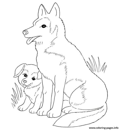 Happy puppy for first grade children. Dog Mother And Puppy Coloring Pages Printable