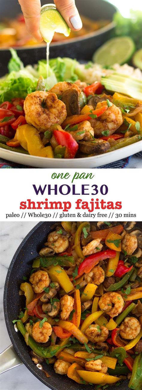 As i mentioned before you can tuck the finished sheet pan ingredients into tortillas with avocado, shredded cabbage and chipotle ranch (see the variations on my ranch dressing recipe.)or you can go the route of a bowl using cilantro lime rice (regular or cauliflower), quinoa, beans (white beans would be really good) or even instant pot home fries. Easy Shrimp Fajitas (Paleo/Whole30) | Recipe | Whole 30 ...