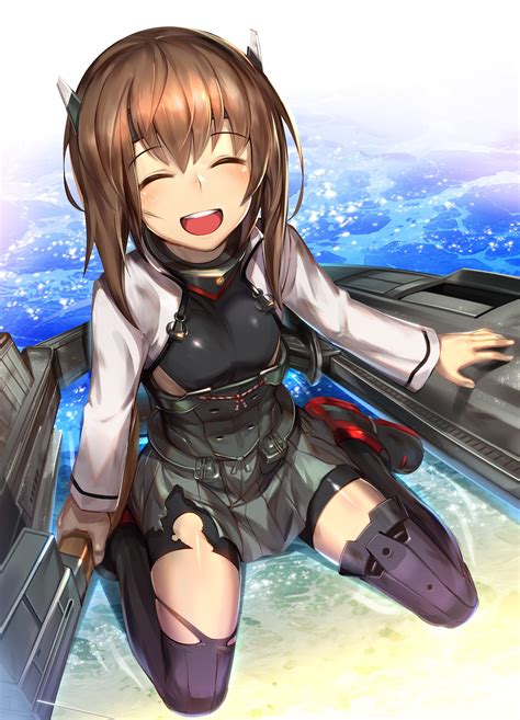 С 25 июля 2005 по 25 апреля 2006. brunette, Open mouth, Kantai Collection, Taihou (KanColle), Thigh highs, Torn clothes, Sea ...