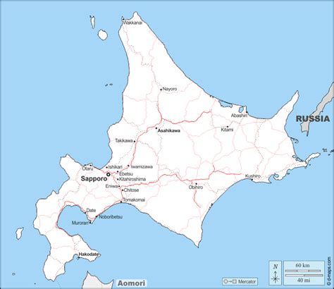 Hokkaido is the second biggest of the four major islands of japan. Hokkaido free map, free blank map, free outline map, free base map boundaries, main cities ...
