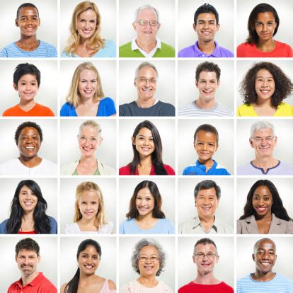 Portrait Set Of Racially Diverse People Stock Photo - Download Image ...