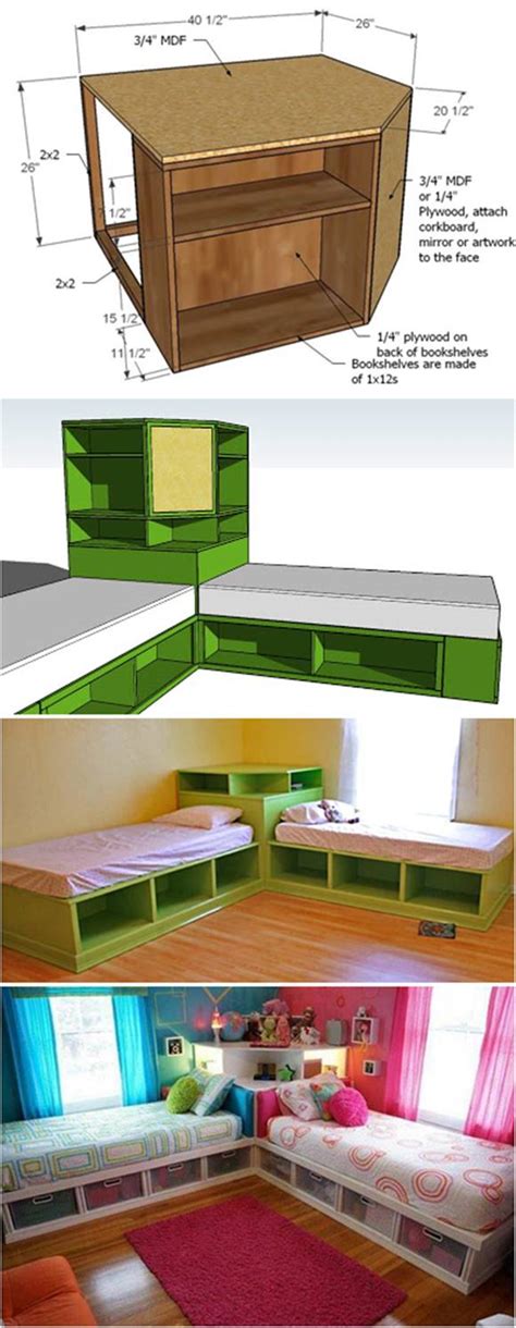 Corner beds are an excellent idea and there's more than one way in which you can style them. How to DIY Corner Unit for the Twin Storage Bed | iCreativeIdeas.com