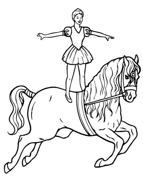 Girl walking under the falling autumn leaves. Girl Standing On Running Horse At Circus Show Coloring ...