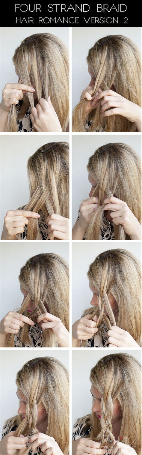 How to do a braid with four strands. Hairstyle tutorial - four strand braids and slide up ...