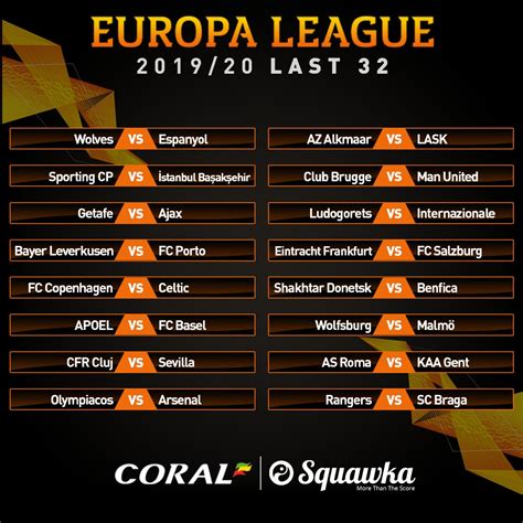 Manchester united will still be without paul pogba's vision and flair when the uefa europa league last 32 begins on thursday. UEFA Europa League Round Of 32 Knockout Phase 2019/20 ...