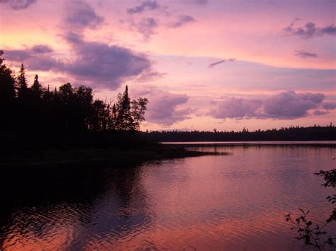 A very pink sunset in northern Ontario : camping