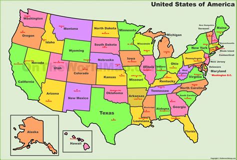 682982 bytes (666.97 kb), map dimensions: Printable Map Of Usa With Capital Cities | Printable US Maps