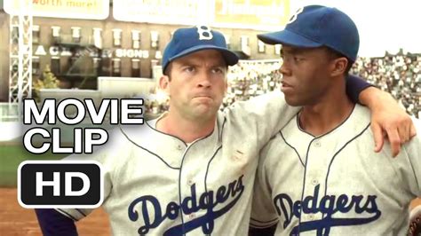 The story of jackie robinson from his signing with the brooklyn dodgers organization in 1945 to his historic 1947 rookie season when he broke the color barrier in major league baseball. 42 Movie CLIP - All Wear 42 (2013) - Jackie Robinson Movie ...