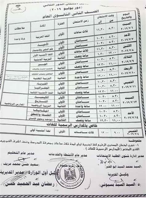 جدول امتحانات الدور الثاني 2021. بالصور جدول امتحانات الدور الثانى محافظة الشرقية 2019 أخر ...