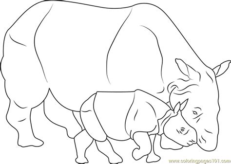 'r' for rhino1 coloring page. Baby Rhino With Her Mother Coloring Page - Free Rhinoceros ...