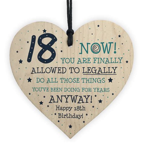 18th birthday gifts for her and him: Funny 18th Birthday Gift Hanging Wood Heart Daughter Son Gifts