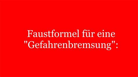 In der fahrschule taucht neben anhalteweg und bremsweg noch ein dritter begriff auf: Faustformel für die Bremswegberechnung HD - YouTube