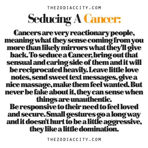 On the bad side, cancers are overly sensitive, moody, and vindictive. Not into love notes/text messages. Can definitely sense ...