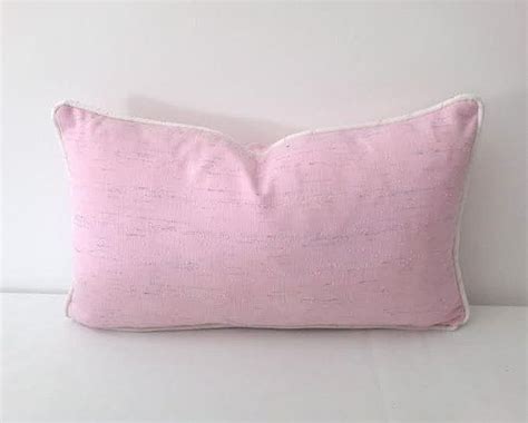 The pillow has a heavy weight cream color cotton on back, zipper closure, and comes. Pink Twill Lumbar Throw Pillow Cover With White Piping ...