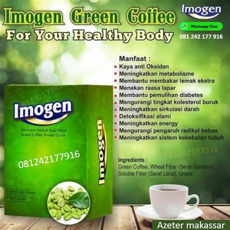 Pasalnya serbuk minuman ini memang dikhu. Imogen Green Coffee Diet Solusi Cara Menguruskan Badan ...