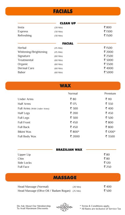 Cut and style rate list. Cut & Style- Sector 22