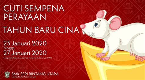 Tahun baru imlek, juga dikenal sebagai tahun baru imlek atau festival musim semi, adalah yang paling penting di antara festival tradisional asal mula festival tahun baru imlek dapat ditelusuri kembali ke sekitar 3.500 tahun yang lalu. SMK Seri Bintang Utara: Cuti Sempena Perayaan Tahun Baru Cina