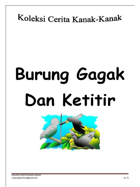 Pesan moral dari cerita pendek untuk anak tk : Burung Gagak Dan Ketitir: Koleksi Cerita Kanak-Kanak