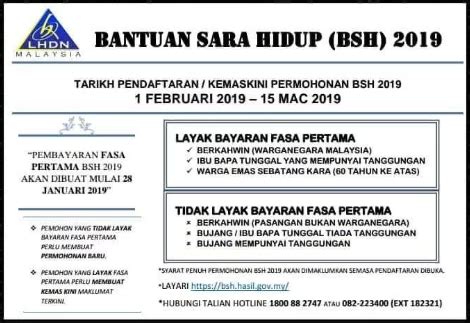 Berdasarkan maklumat yang kami ada, saka sebarang informasi mengenai bsh adalah tertakluk kepada format untuk bsh 2019. Tarikh Kemaskini & Jadual Pembayaran Fasa 1 Bantuan Sara ...