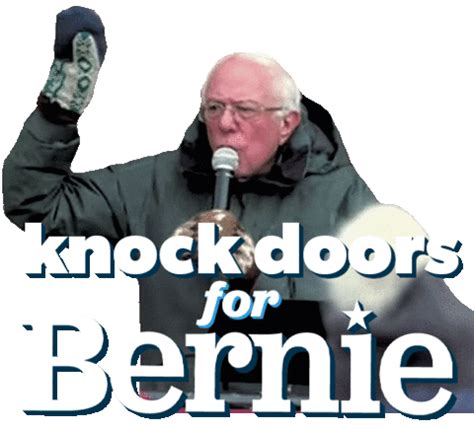 Берни сандерс продает мерч на концерте. Knock Knock Democrats Sticker by Bernie Sanders for iOS & Android | GIPHY