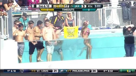 The jaguars compete in the national football. EverBank Field Pool Features Woman Wearing Jeans & A ...