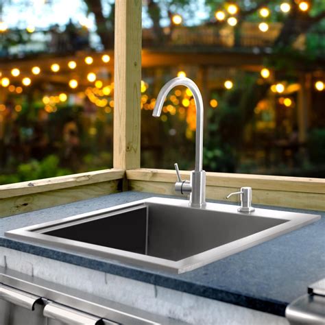 Hot and cold outdoor faucet. Sonoma 21-Inch Outdoor Rated Stainless Steel Drop In Sink ...